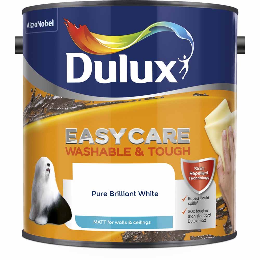 Dulux Easycare Pure Brilliant White Matt Emulsion Paint 2.5L Image 2
