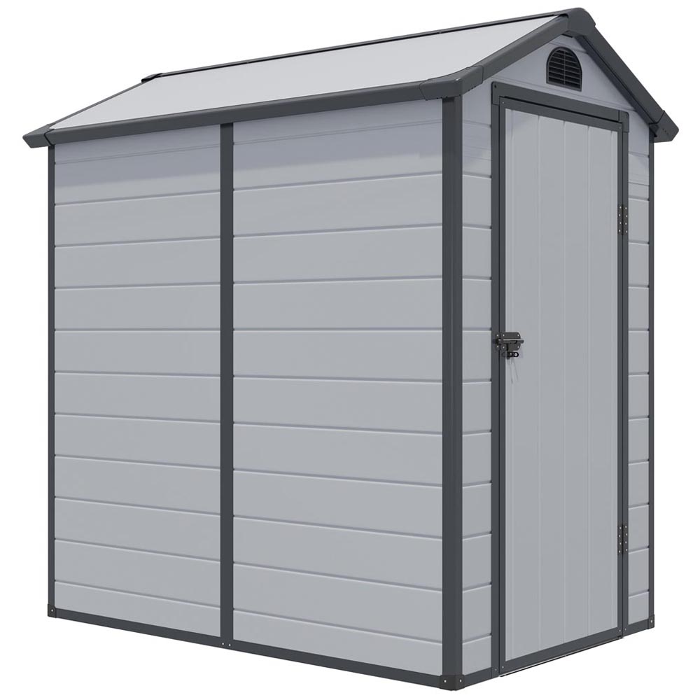 Rowlinson 4 x 6ft Light Grey Airevale Plastic Garden Shed Image 1