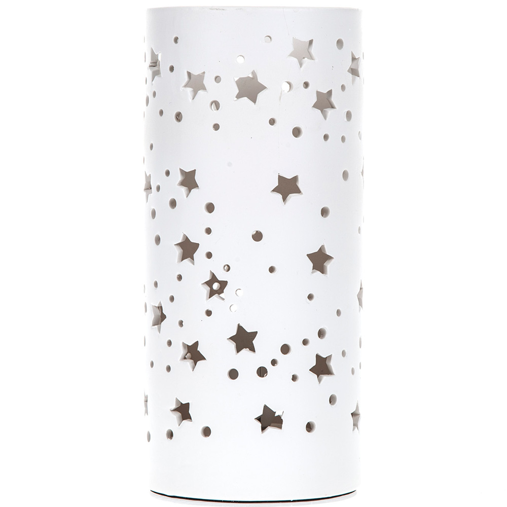 White Stars Cut Out Cylinder Pad Table Lamp Image