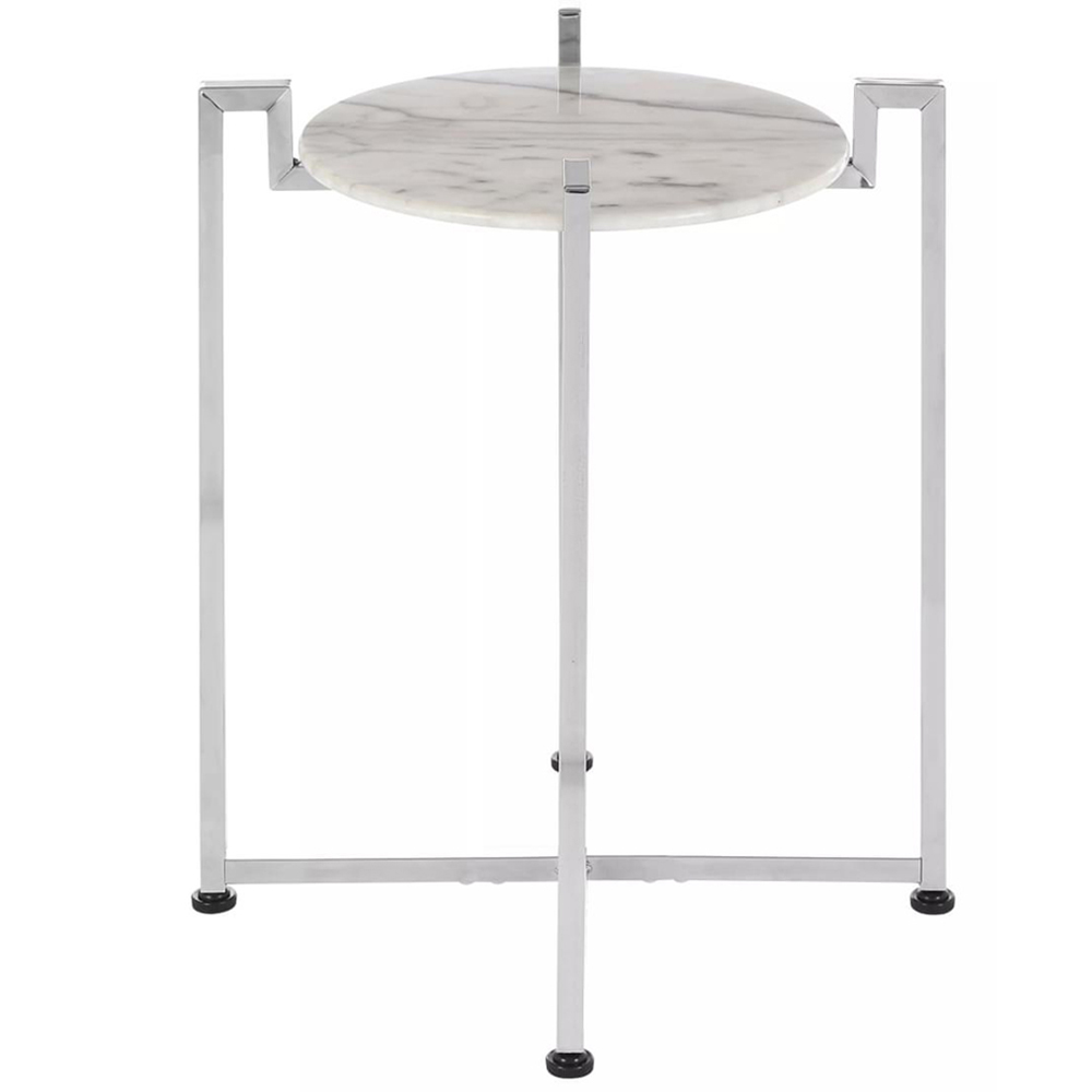 Premier Housewares White Marble Side Table with Chrome Base Image 3