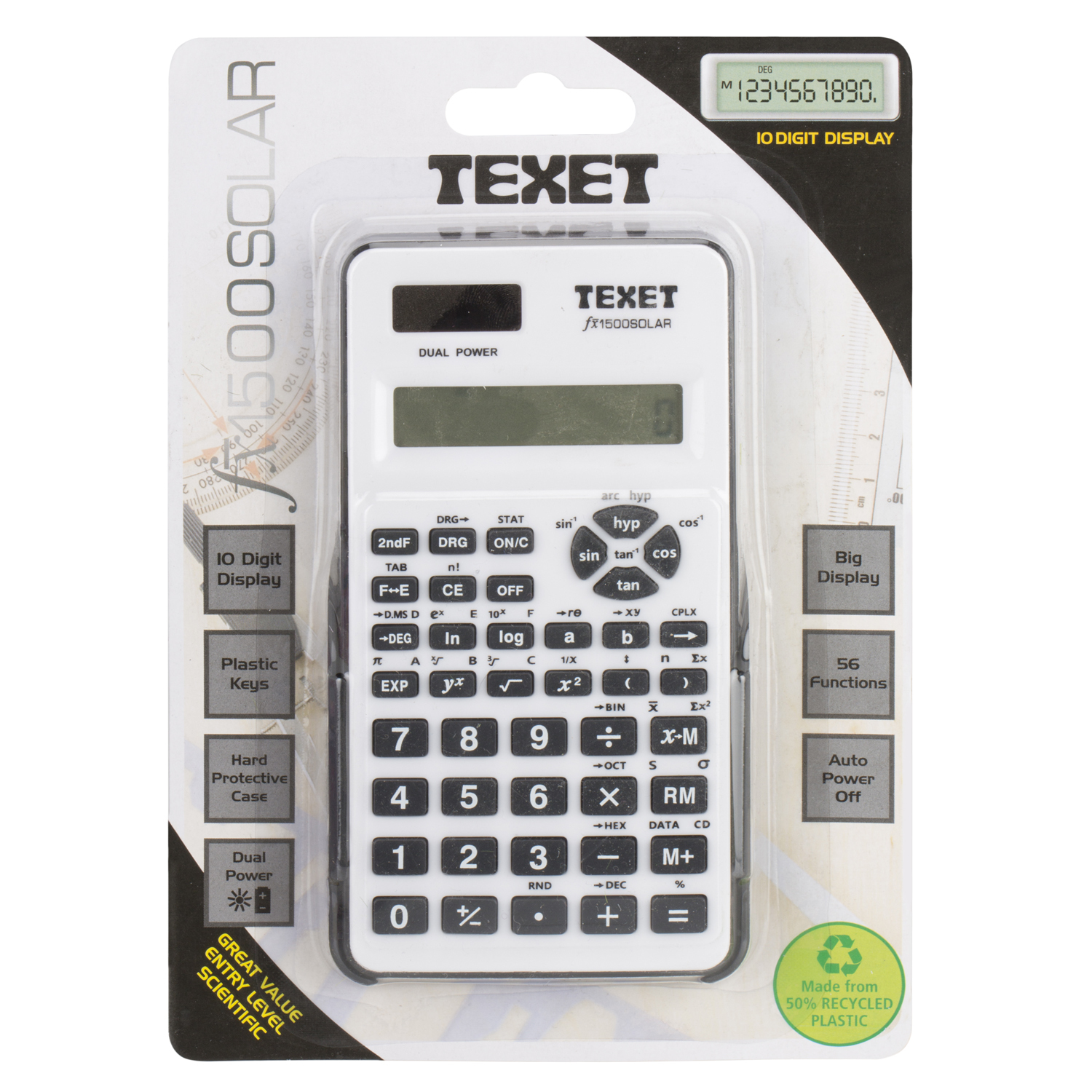 Texet 10 Digit Solar Scientific Calculator Image
