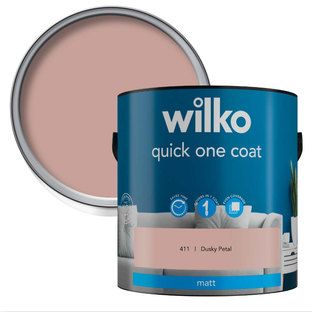 Wilko Quick One Coat Dusky Petal Matt Emulsion Paint 2.5L Image 1