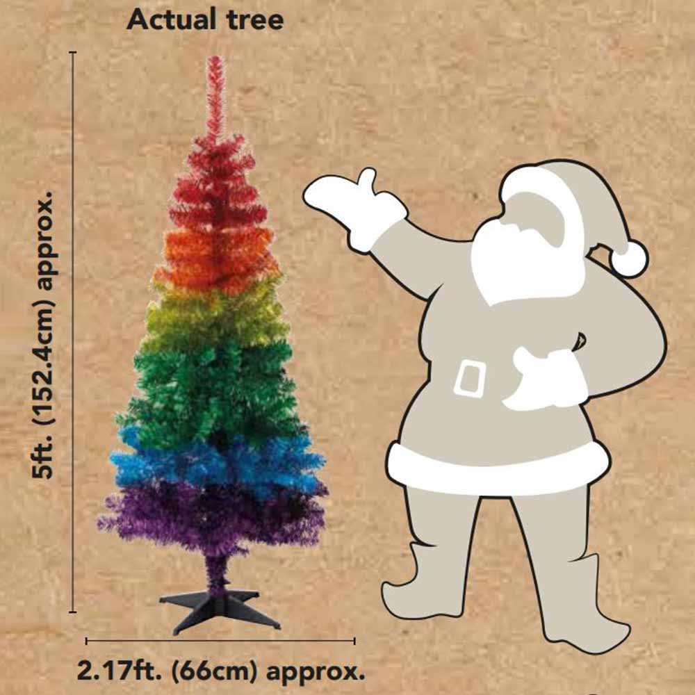 Wilko 5ft Slim Multicoloured Rainbow Christmas Tree Image 8