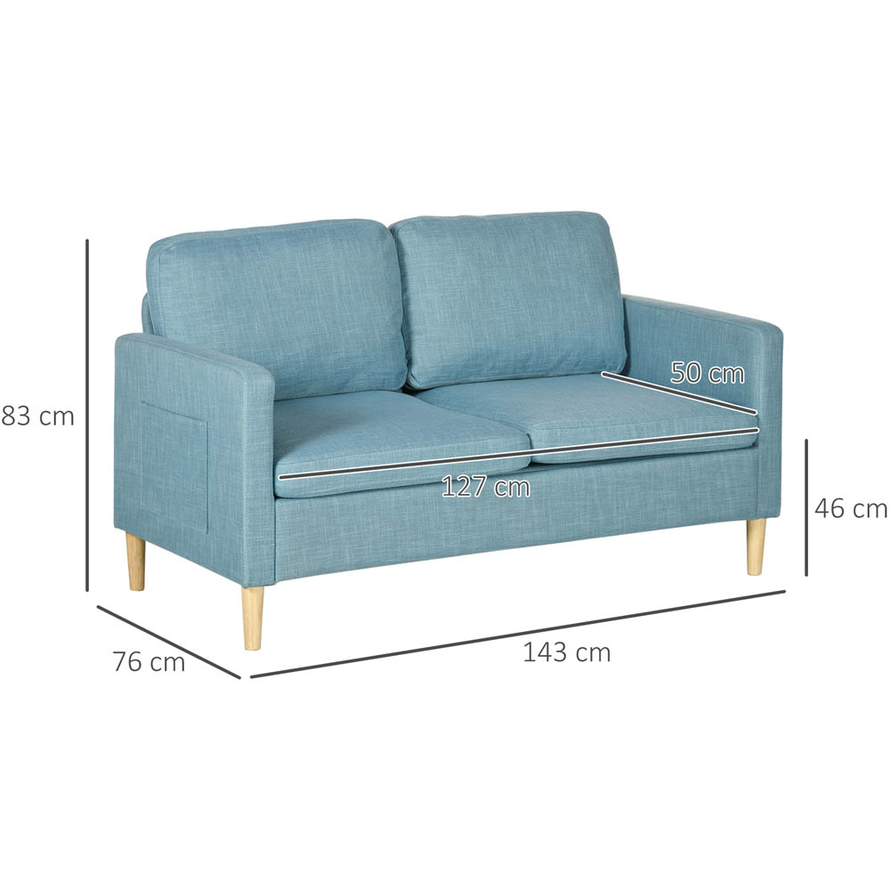 Portland 2 Seater Blue Linen Look Sofa Image 7