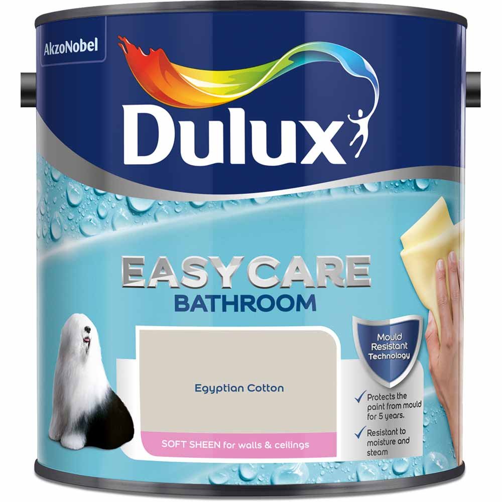 Dulux Easycare Bathroom Egyptian Cotton Soft Sheen Emulsion Paint 2.5L Image 2