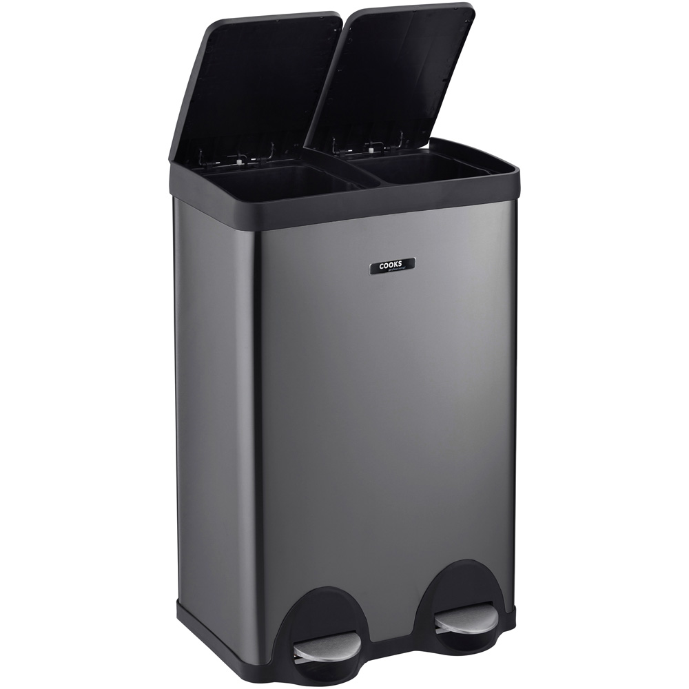 Cooks Professional G4740 Grey Recycling Pedal Dual Bin Image 3