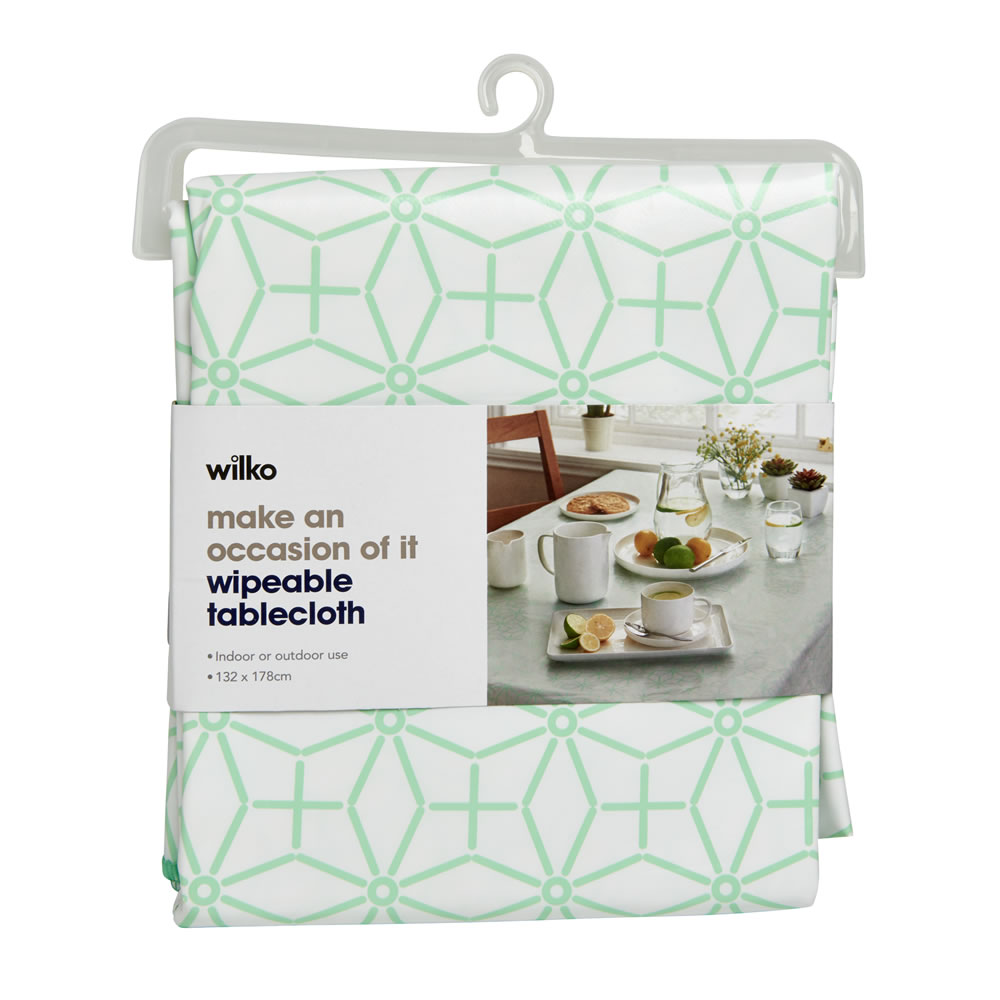 Wilko Expression Green PVC Tablecloth 132 x 178cm Wilko