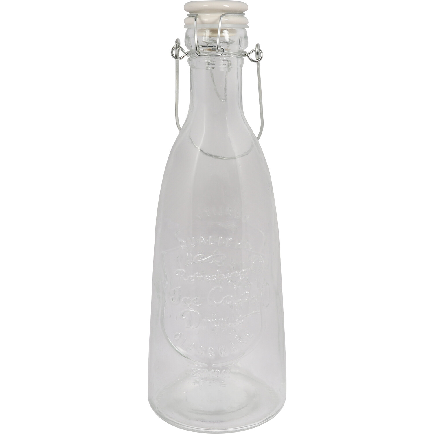 1L Glass Bottle with Clip Top - Clear Image 1