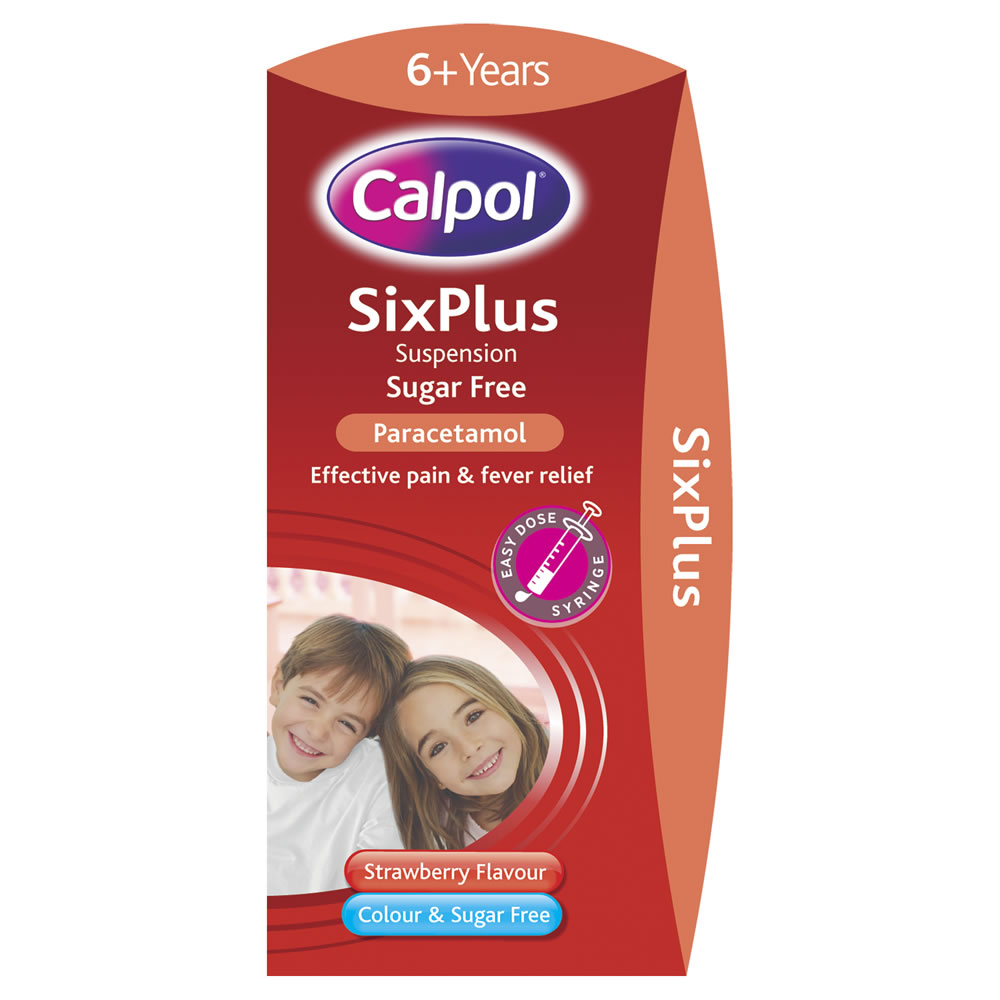 Calpol Sugar Free Paracetamol Suspension Strawberry Flavour 6+ years 80ml Image