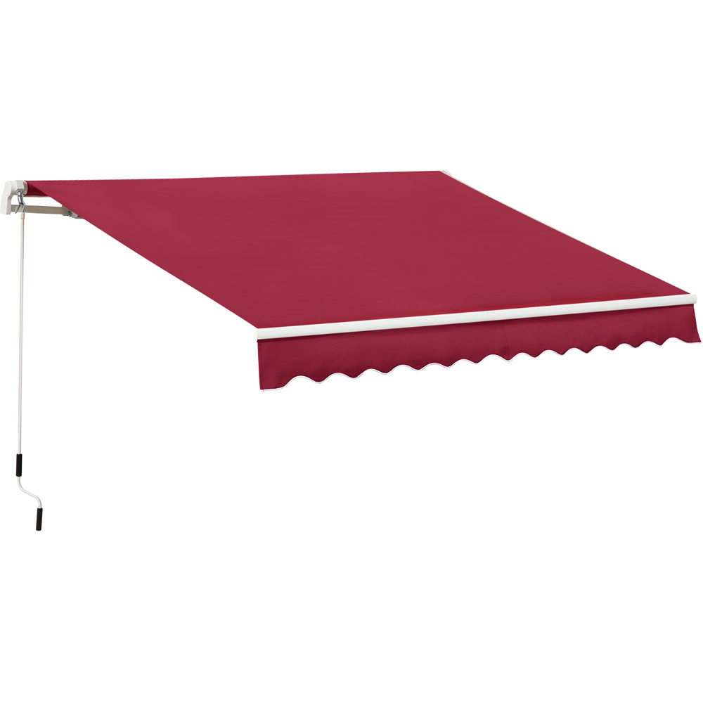 Outsunny Red Manual Retractable Awning 3.5 x 2.5m Image 2