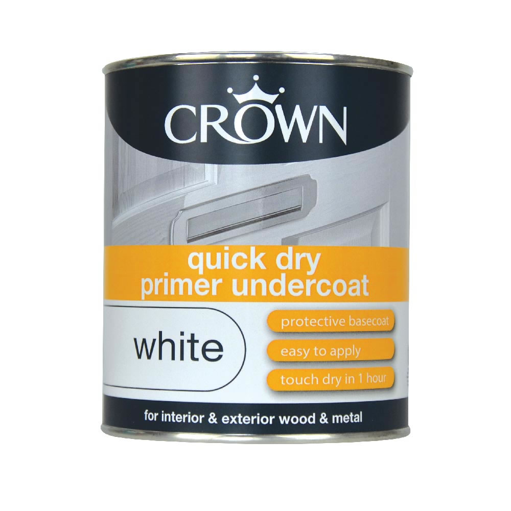 Crown White Quick Dry Primer Undercoat 750ml Wilko