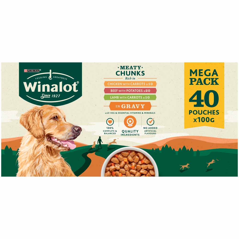 Winalot Wet Dog Food Pouches Mixed in Gravy 40 x 100g Image 2