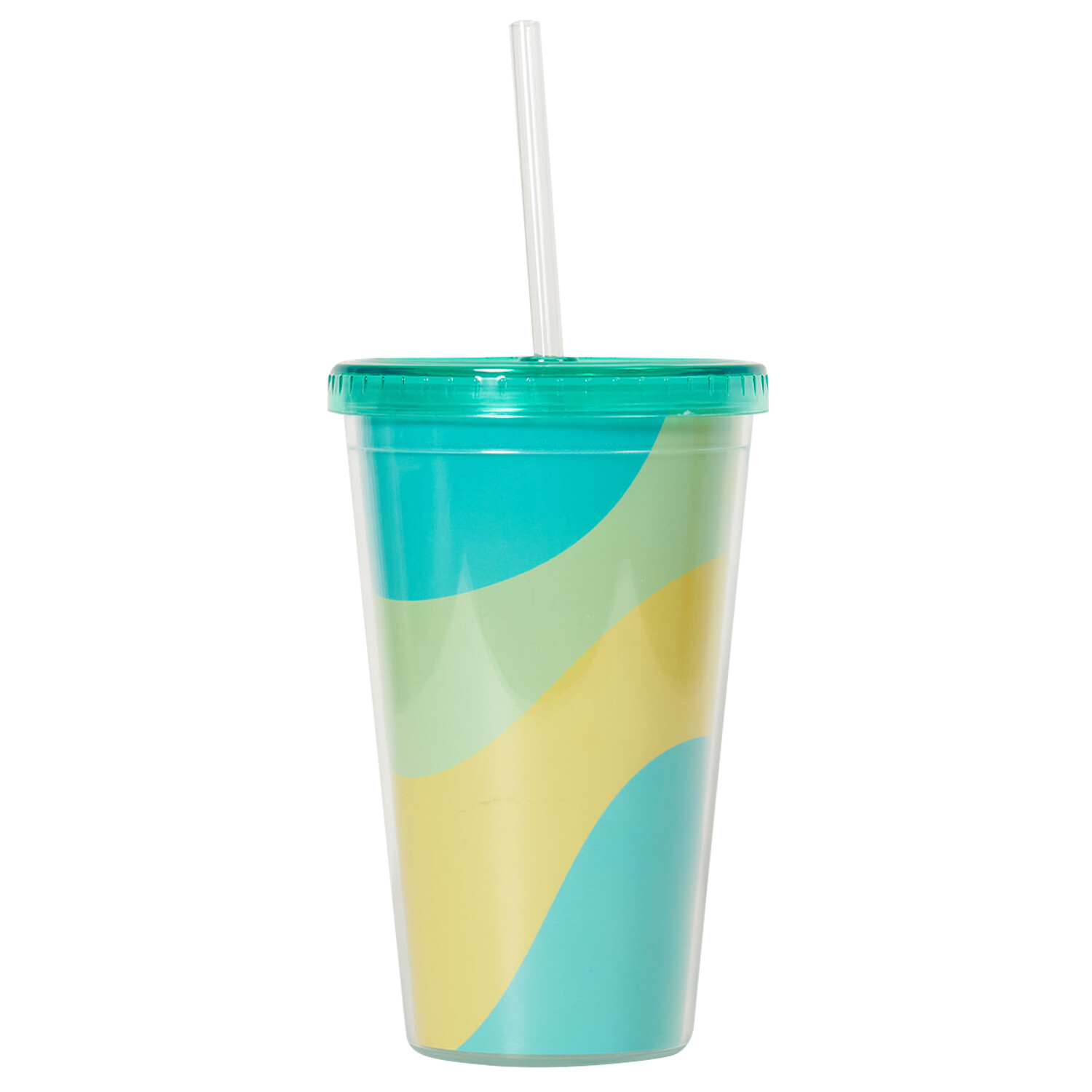 Bold Wave Teal Tumbler with Straw - Teal Image 1
