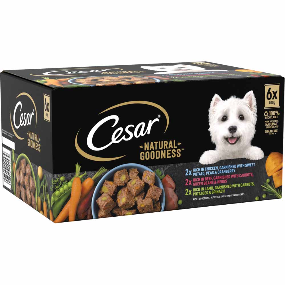 Cesar Natural Goodness Adult Wet Dog Food Tins Mixed In Loaf 6 x 400g Image 2