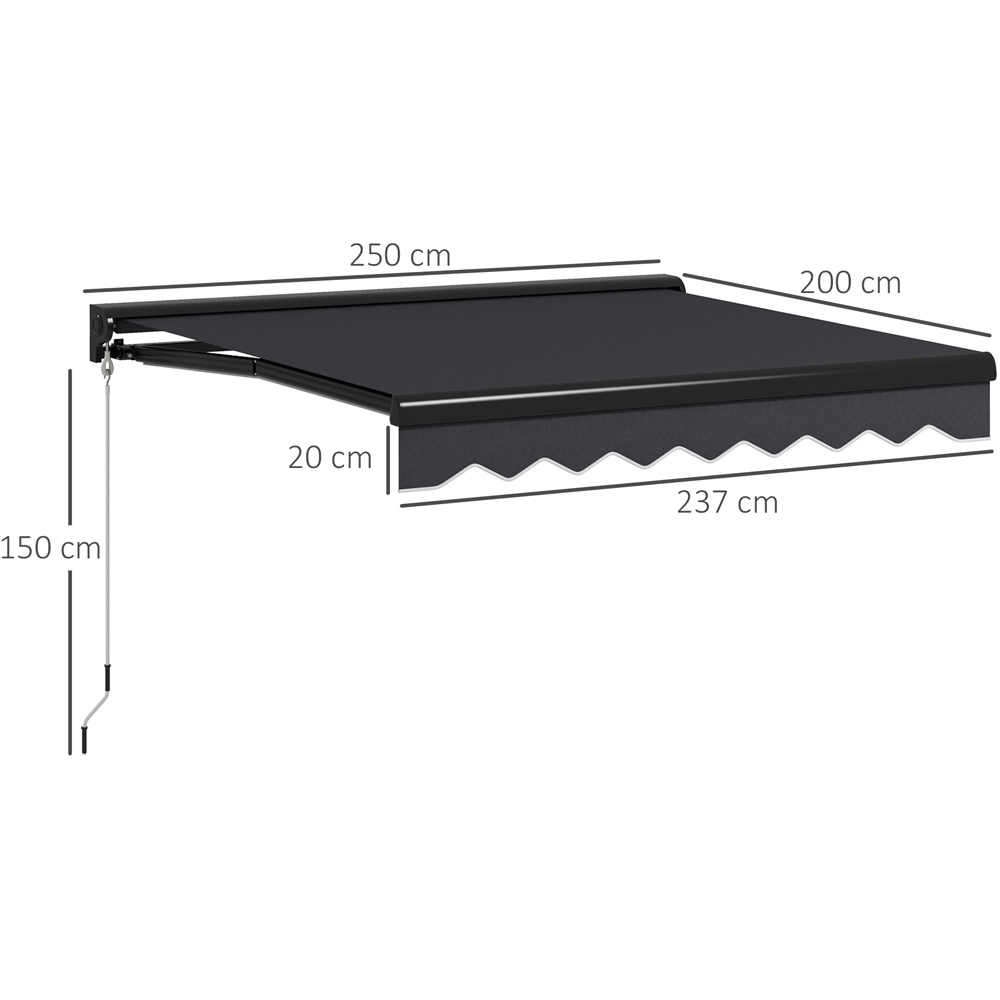 Outsunny Black Retractable Electric Awning with LED Light 2.5 x 2m Image 7