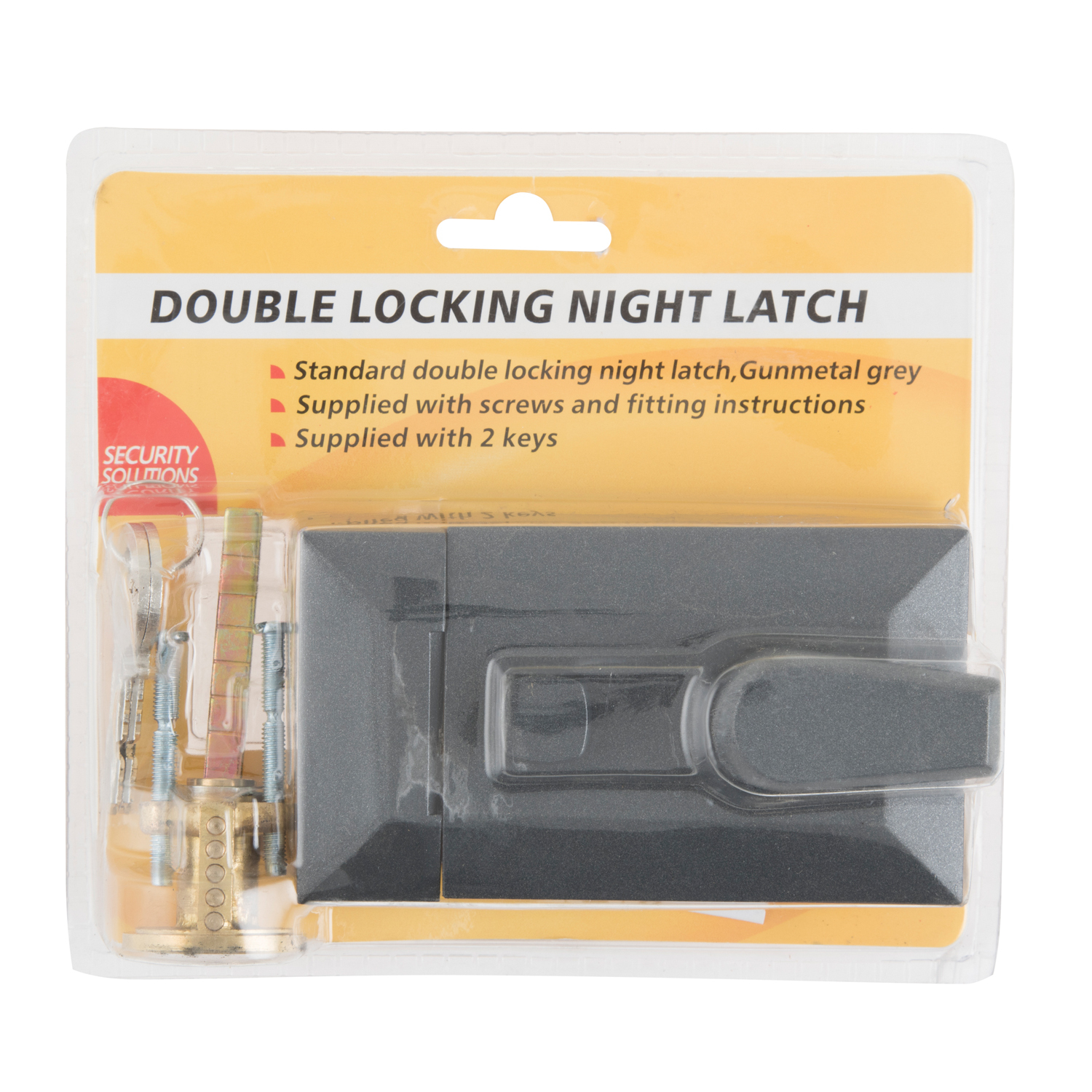 Hiatt Gunmetal Grey Double Locking Night Latch with 2 Keys Image