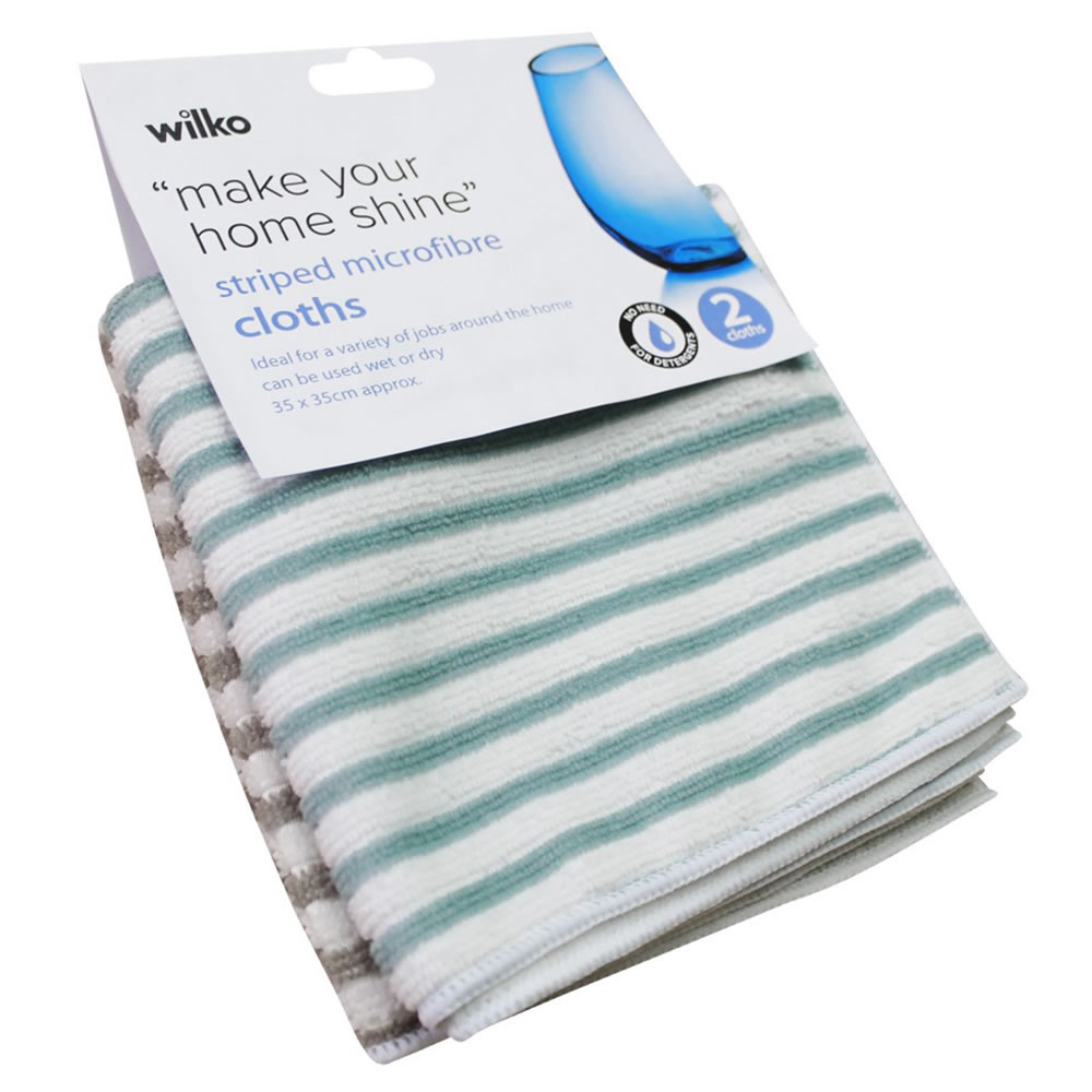 Wilko Striped Microfibre Cloths 2 pack Image