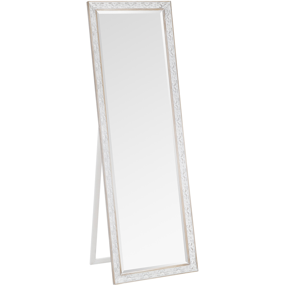 Elise Embossed Whitewashed Standing Mirror 60 x 181cm Image 1