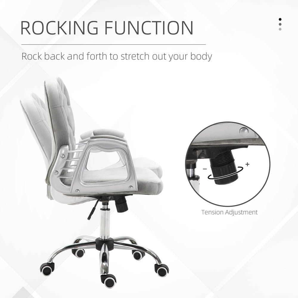 Portland Grey Velvet Swivel Office Chair Image 4