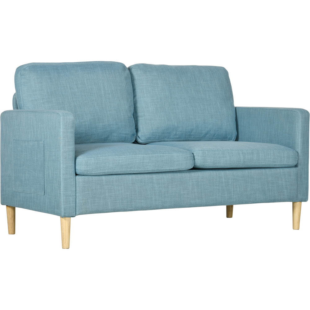 Portland 2 Seater Blue Linen Look Sofa Image 2