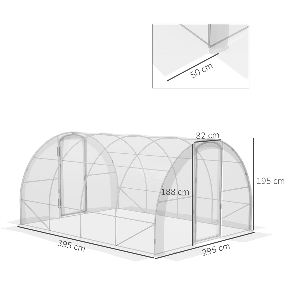 Outsunny Clear PE Steel 9.8 x 13ft Polytunnel Greenhouse Image 7