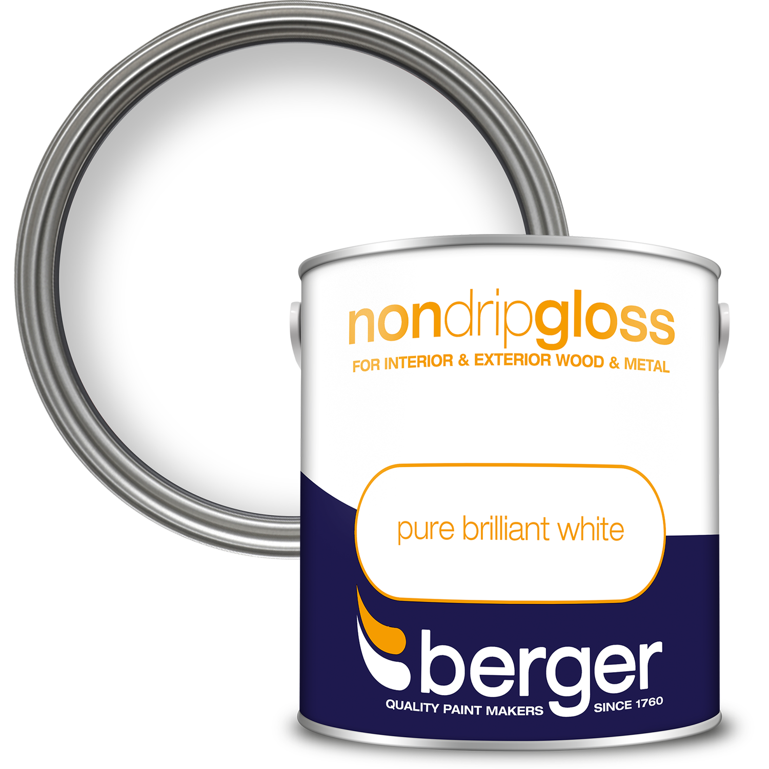 Berger Non Drip Gloss 2.5L - Pure Brilliant White Image 1