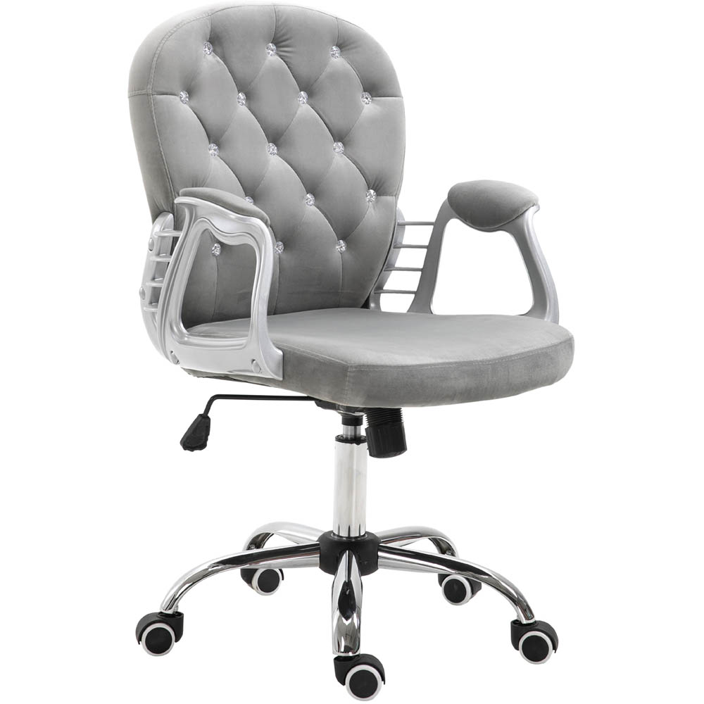 Portland Grey Velvet Swivel Office Chair Image 2