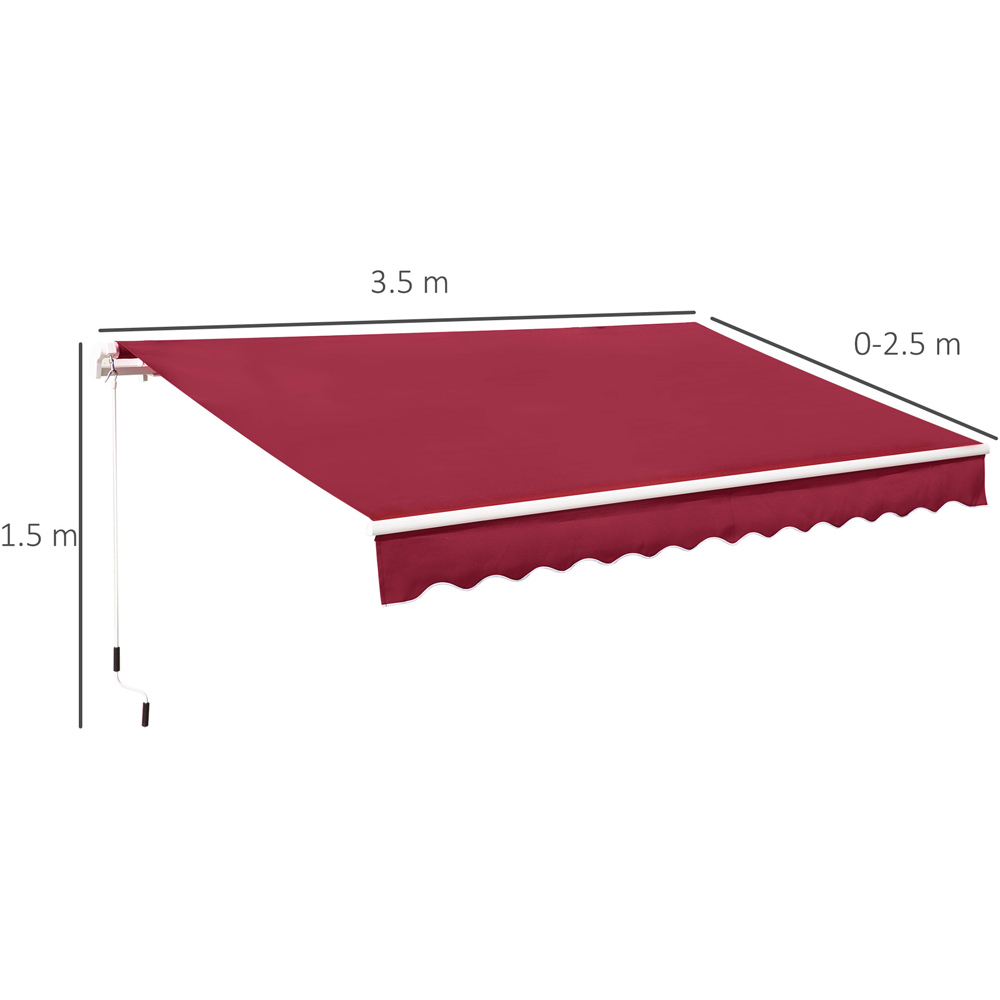 Outsunny Red Manual Retractable Awning 3.5 x 2.5m Image 7