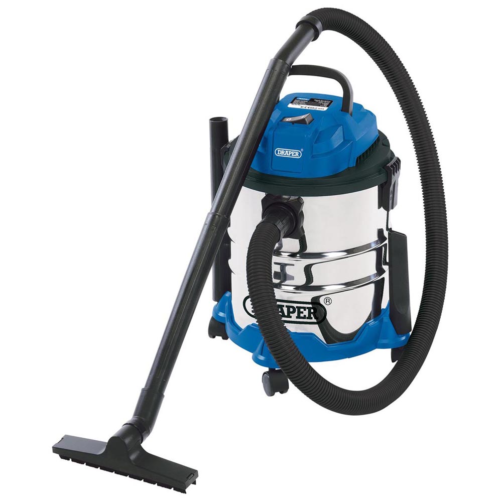 Draper Wet and Dry Vacuum Cleaner with Stainless  Steel Tank 20L 1250W Image 1