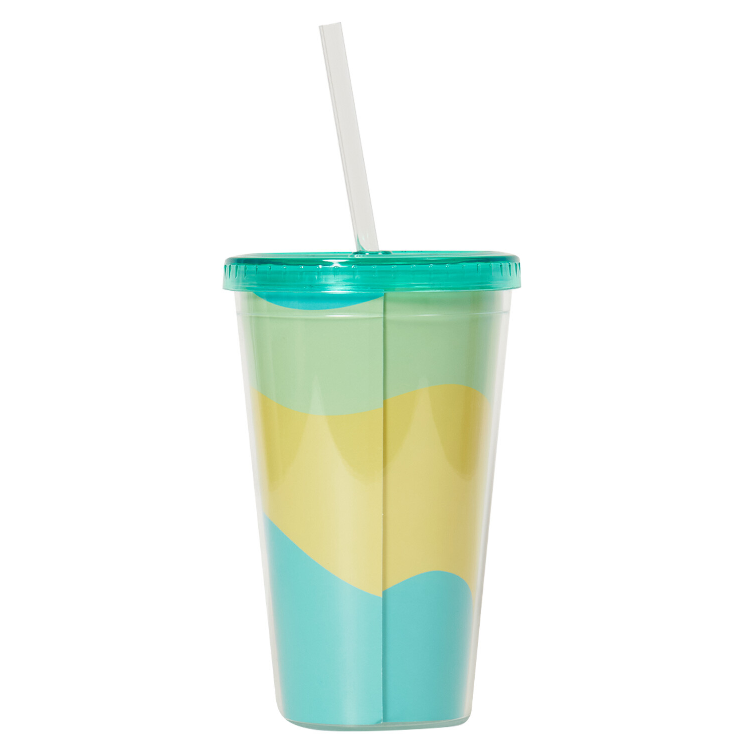 Bold Wave Teal Tumbler with Straw - Teal Image 2