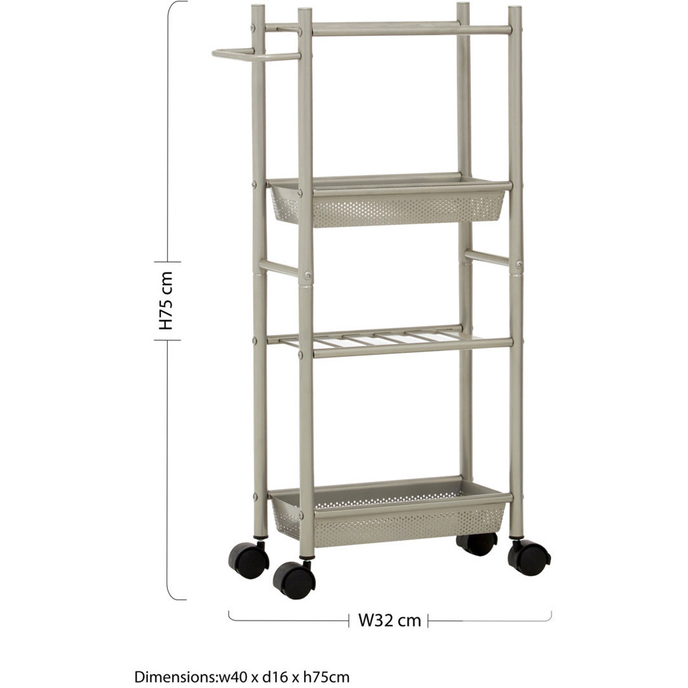 Dara 4-Tier Nickel Trolley with Two Baskets Image 4