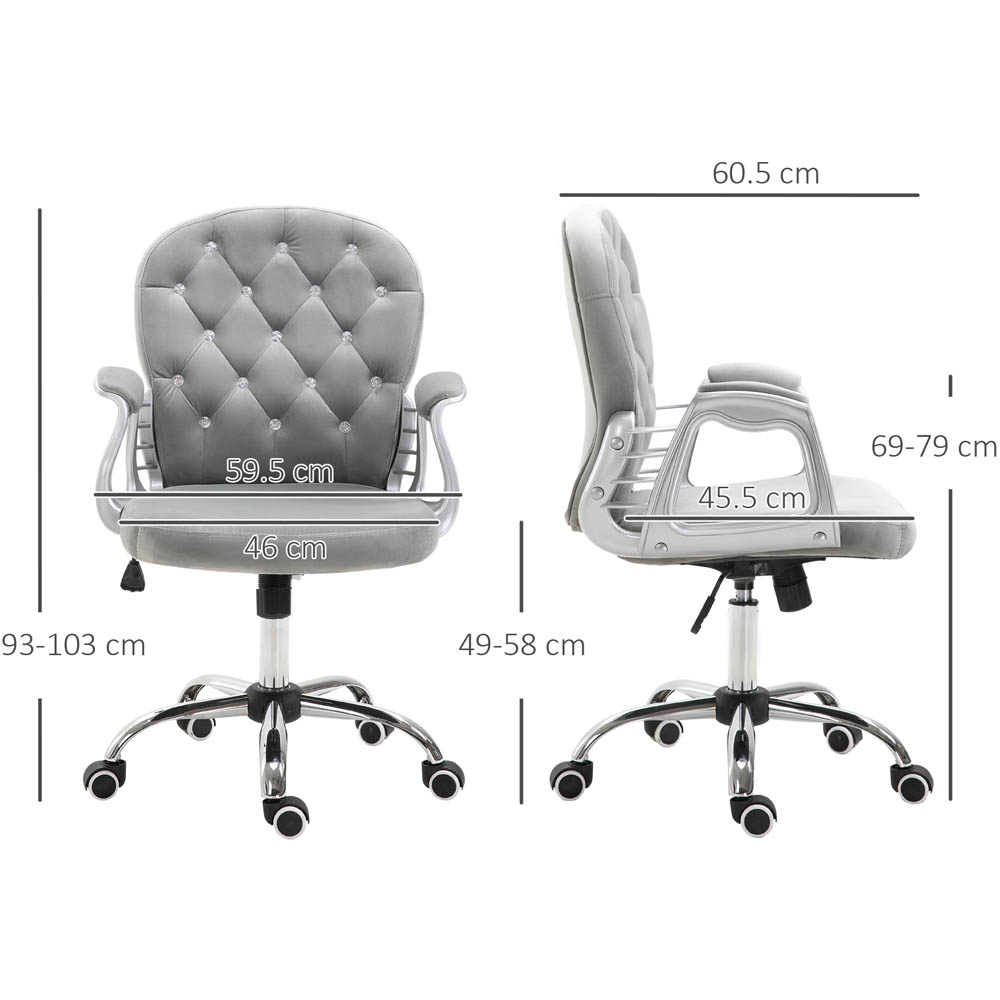 Portland Grey Velvet Swivel Office Chair Image 7