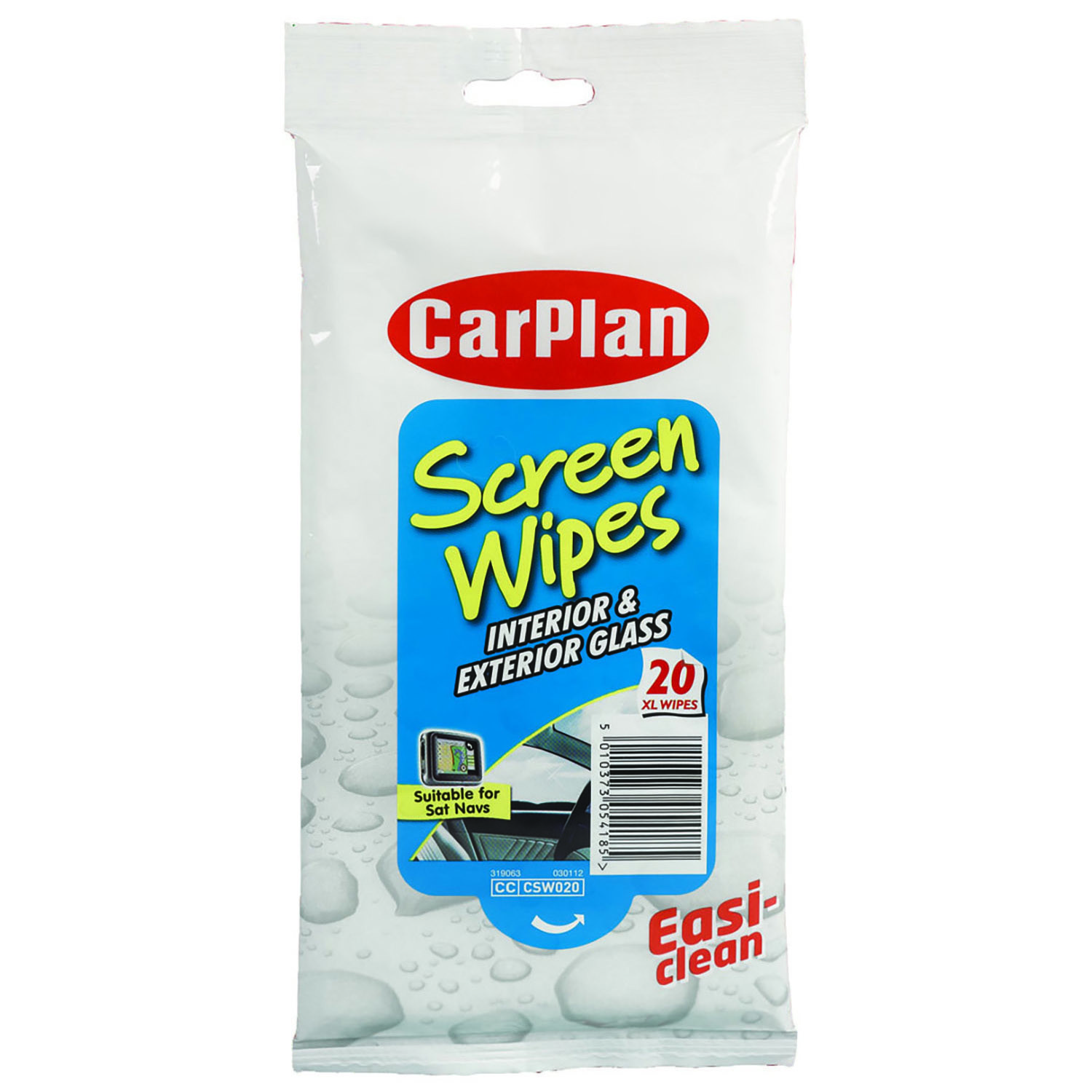 CarPlan Interior and Exterior Glass Screen XL Wipes 20 Pack Image