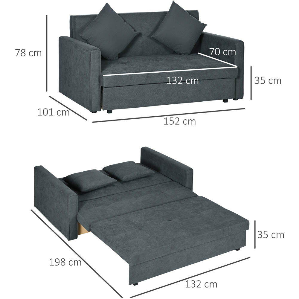 Portland Double Sleeper Dark Grey Cotton Convertible Sofa Bed Image 7