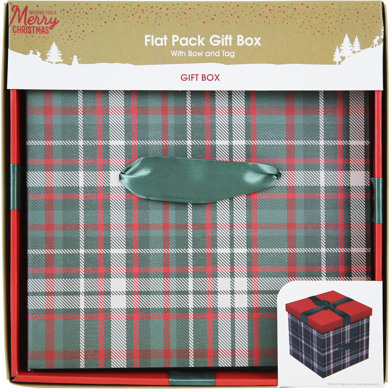 Festive Flat Pack Gift Box - Tartan Image 2