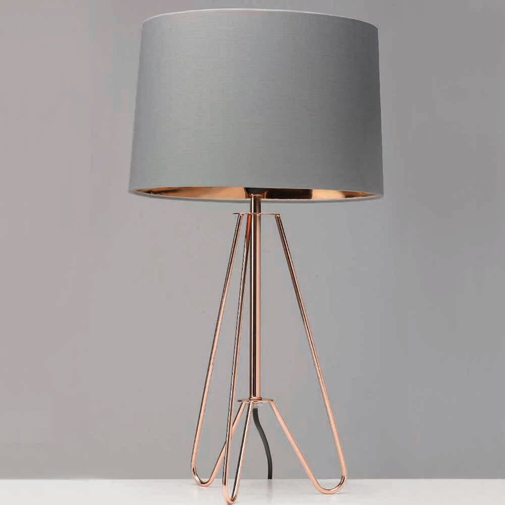 The Lighting and Interiors Copper and Grey Ziggy Tripod Table Lamp Image 2