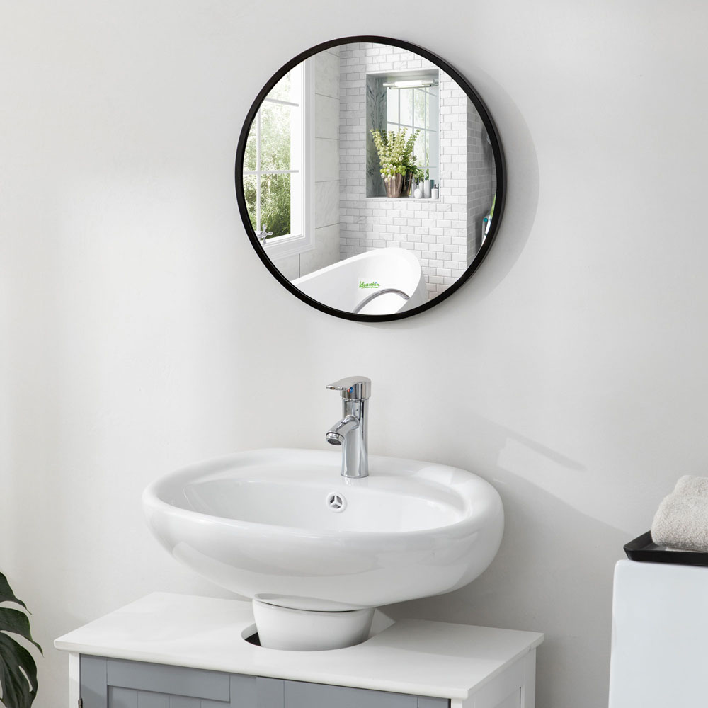 Kleankin Black Round Wall Mounted Bathroom Mirror Image 5