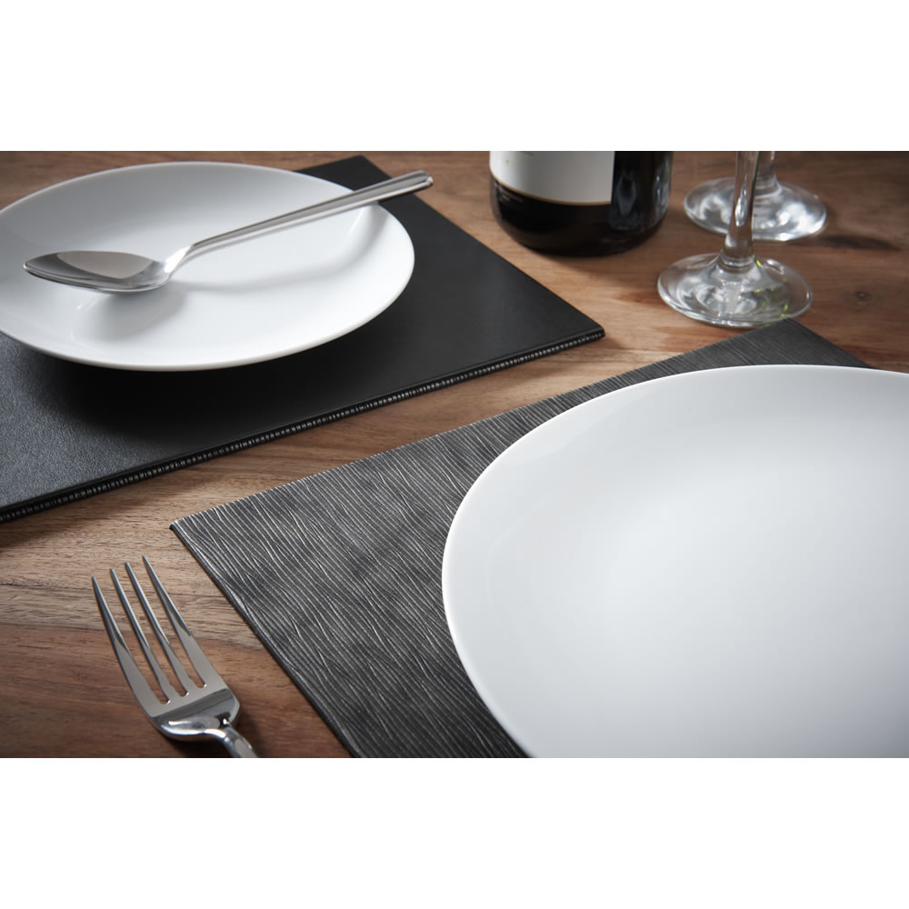 Wilko Placemat Grey/Black Faux Leather 4pk Wilko