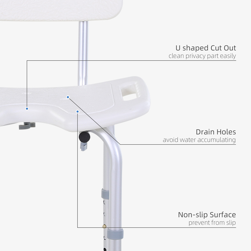 Portland Height Adjustable Aluminium Shower U Shaped Chair Image 6
