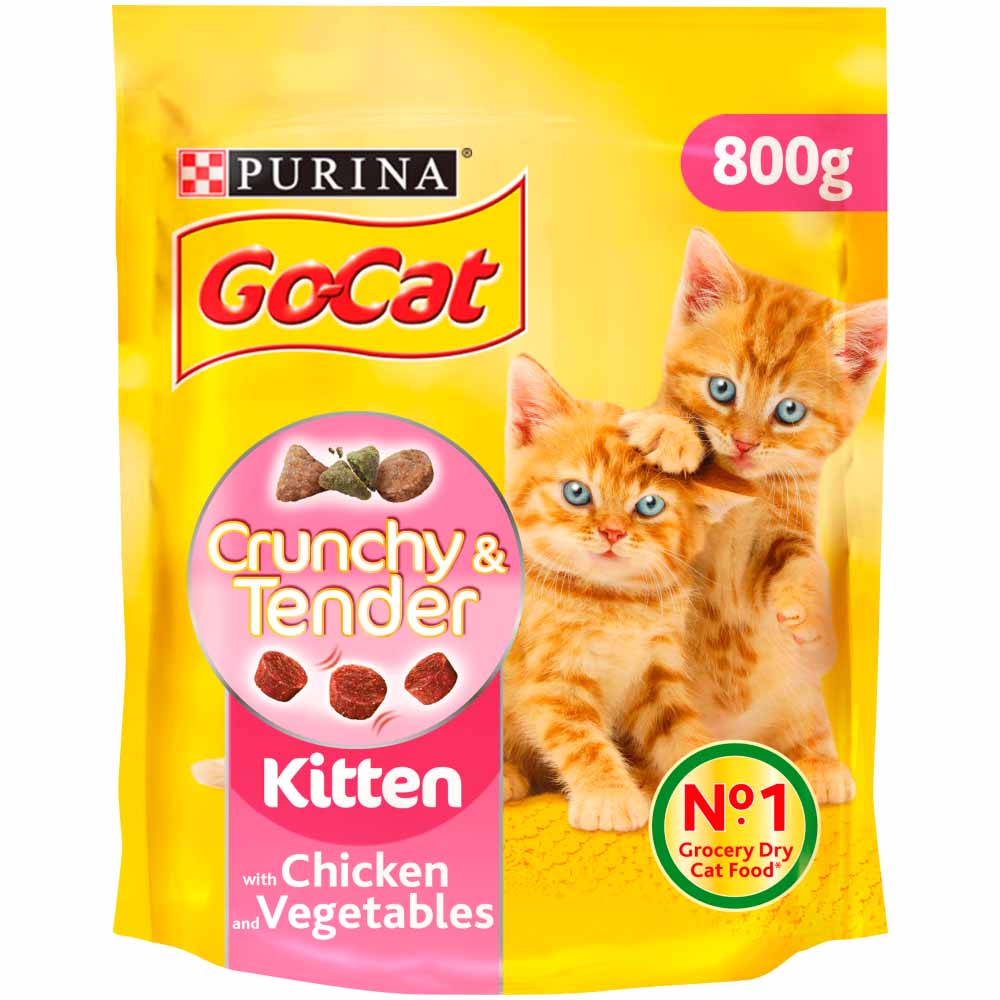 GoCat Crunchy and Tender Dry Kitten Food 800g Wilko