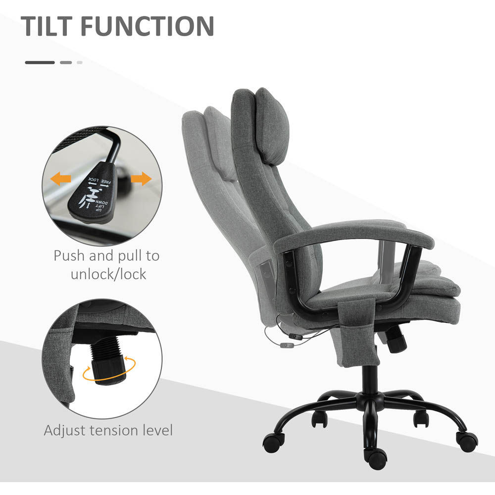Portland Grey Linen Look Swivel Massage Office Chair Image 3