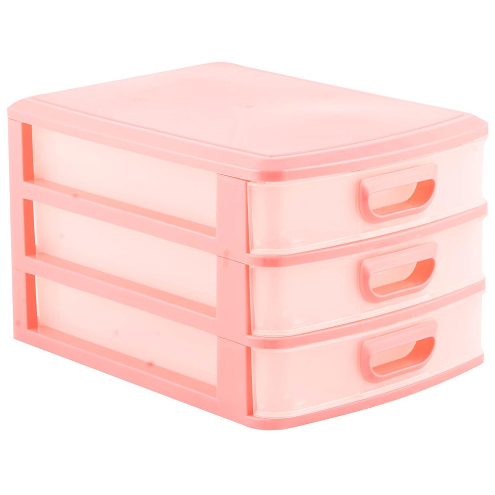 Single 3 Drawer Plastic Storage Desk Organiser A4 in Assorted styles Image 4