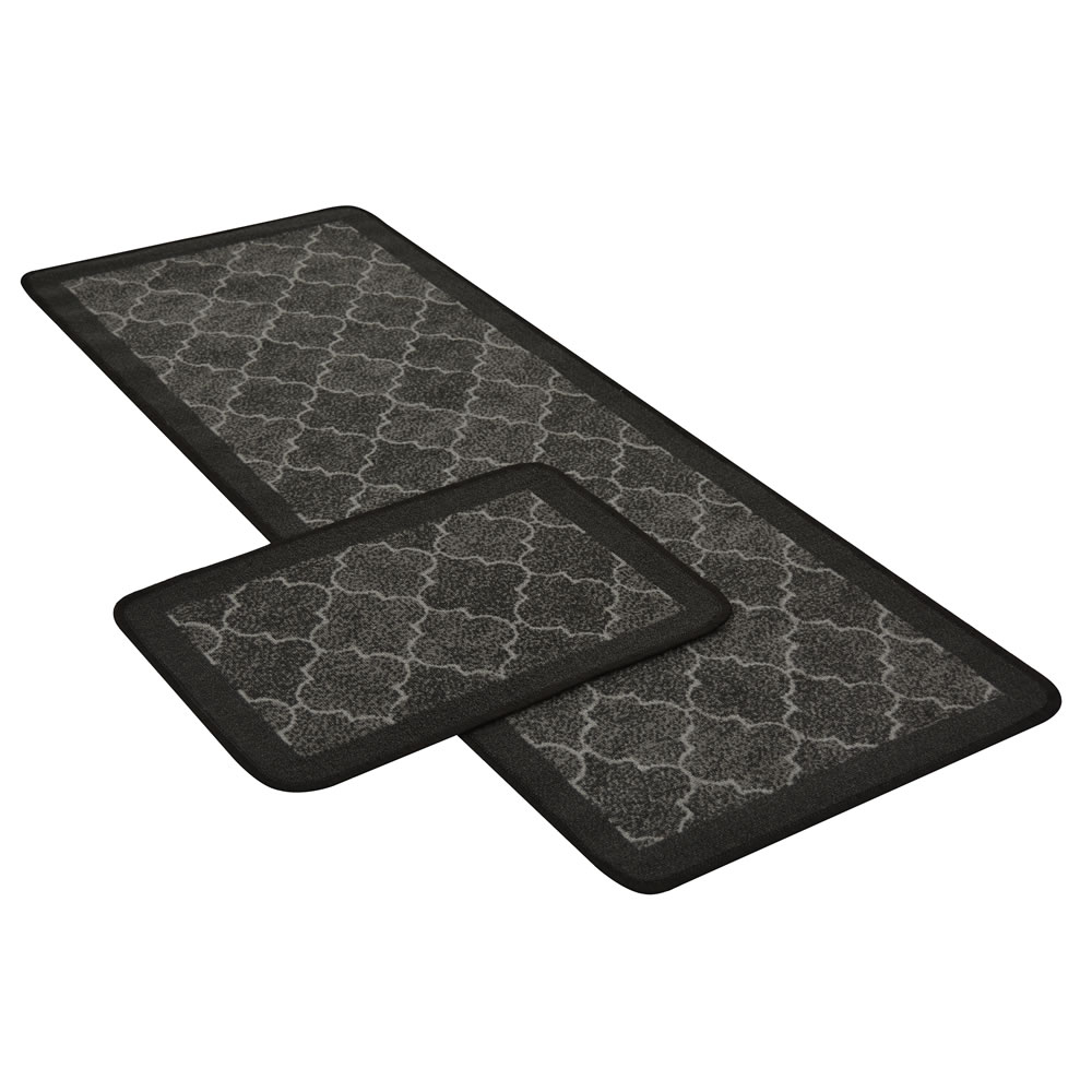 Spanish Tile Black Runner with Mat 57 x 150cm and 57 x 40cm Image 1
