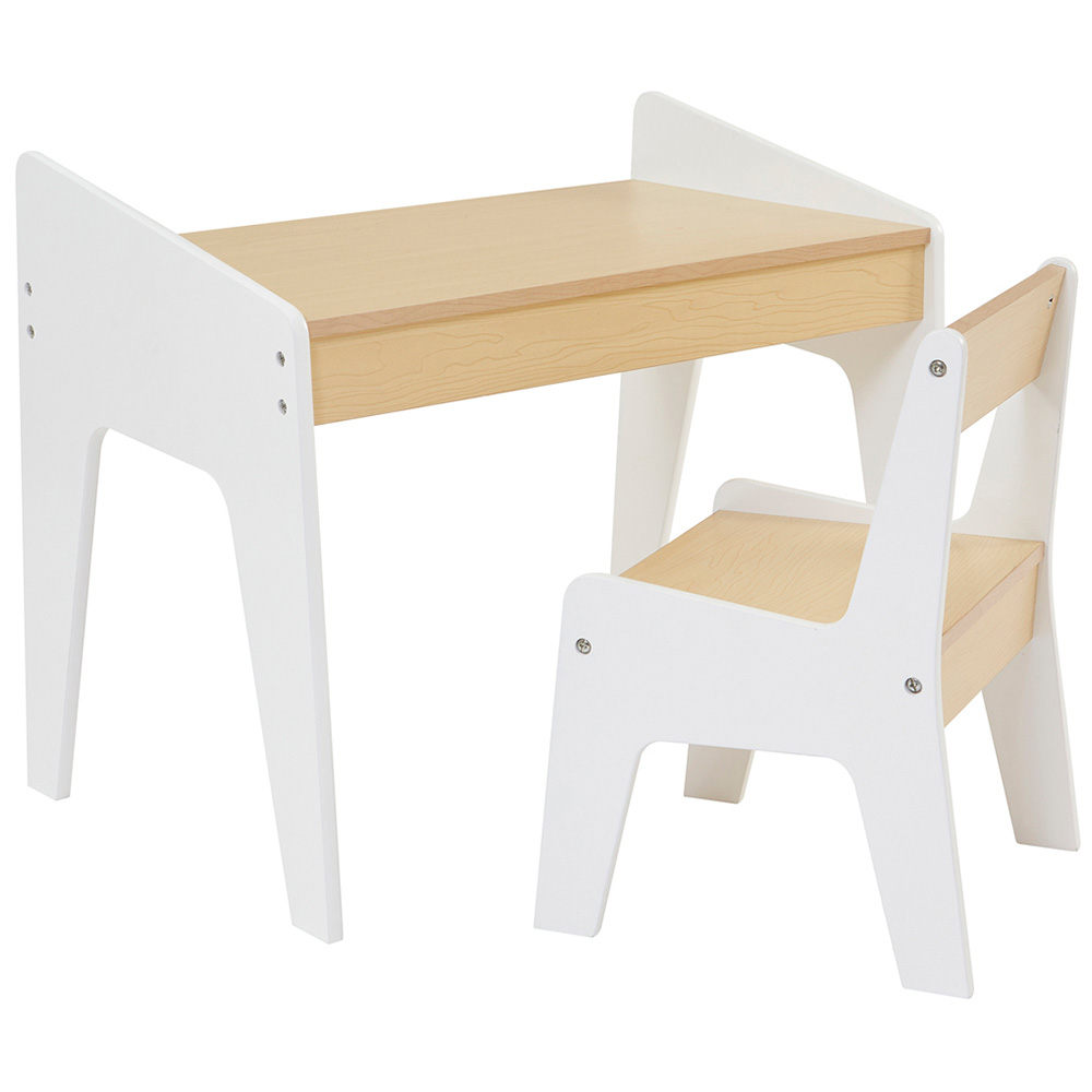 Liberty House Toys White and Pine Kids Play Table and Chair Set Image 2