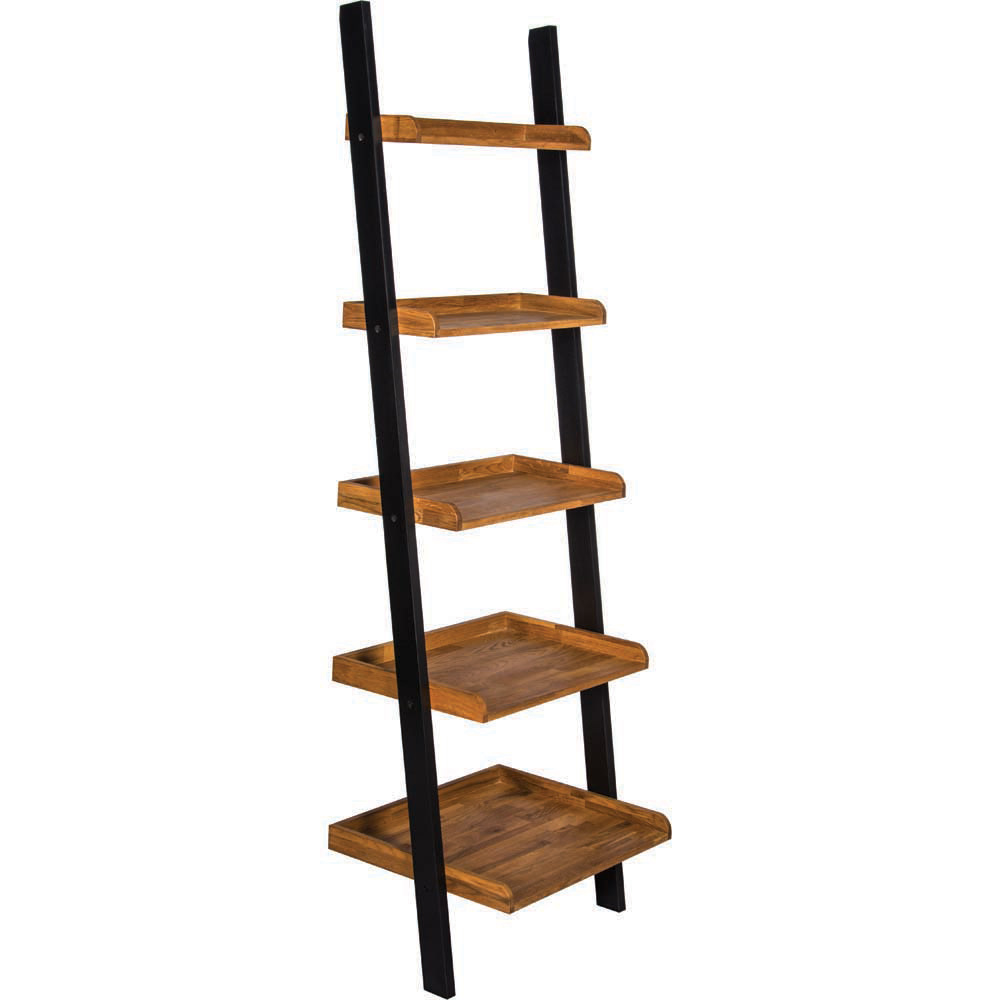 Copenhagen 5 Shelf Solid Oak Ladder Bookcase Image 2