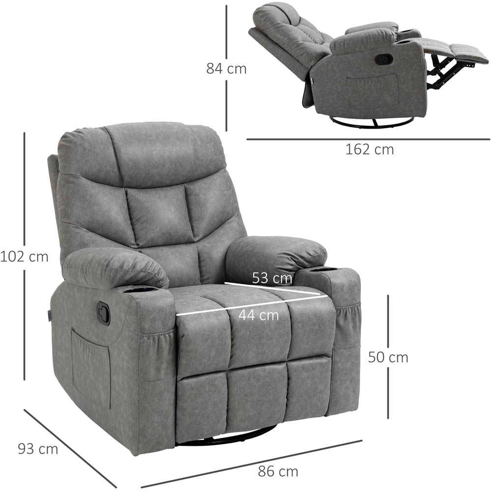 Portland Grey Faux Leather Recliner Armchair With Footrest Image 7