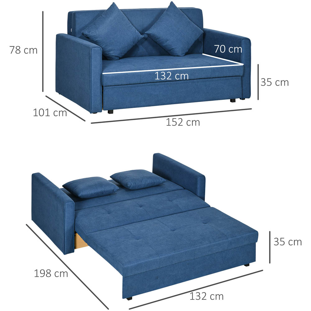 Portland Double Sleeper Dark Blue Convertible Sofa Bed Image 7