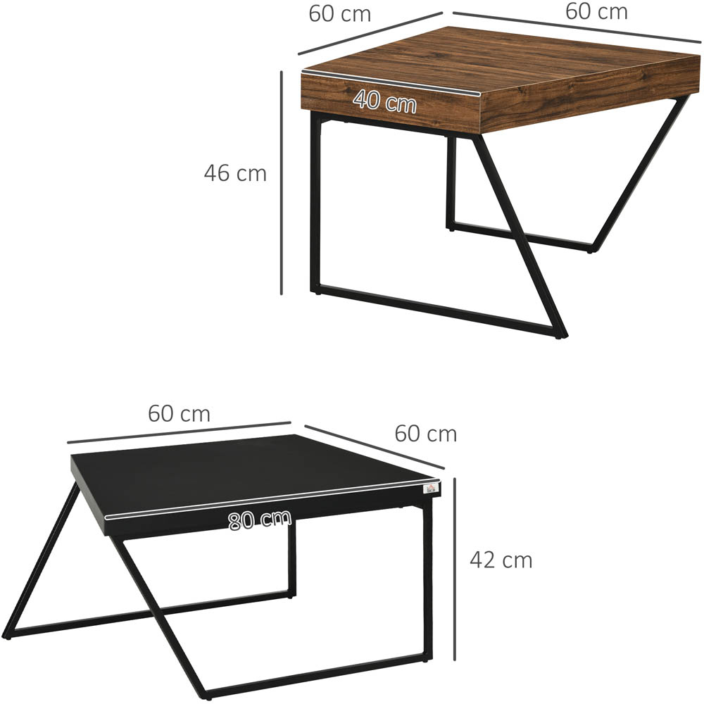 Portland 2 Piece Geometric Jet Black and Wood Effect Coffee Table Set Image 8