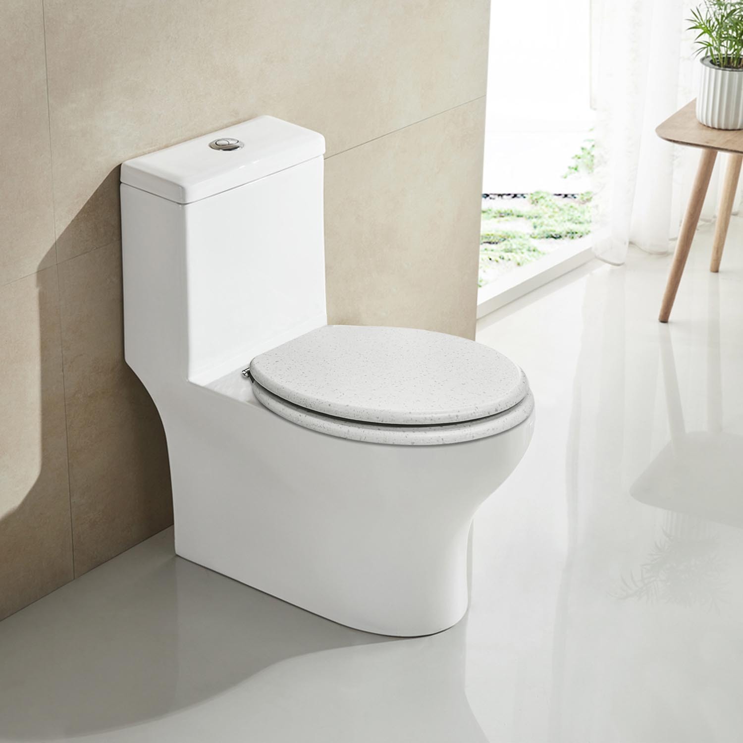 White Terrazzo Effect Toilet Seat Image 3
