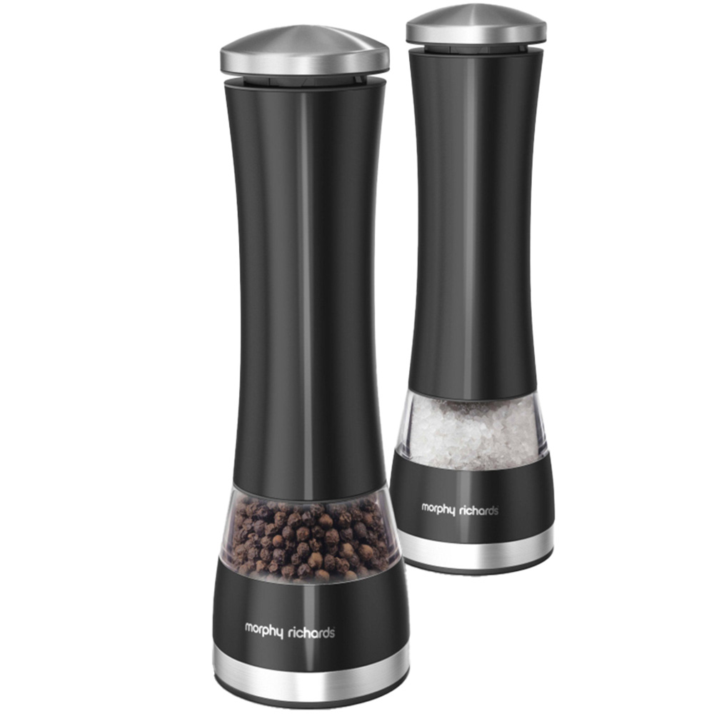 Morphy Richards Black Electronic Salt and Pepper Mill Image 1